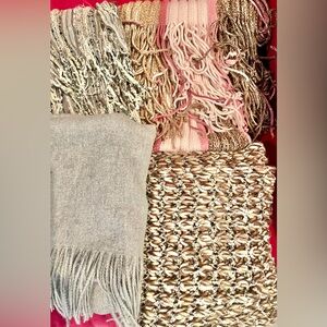 Set of 4 Cozy & Stylish Scarves w/ 1 Brand New Halara Soft Gray Scarf